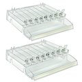 Azar Displays Clear 8 Compartment Divider Bin Cosmetic Tray with Tester Tray on Front and with Pushers, 2-Pack 225840-TESTER-8COMP-2PK